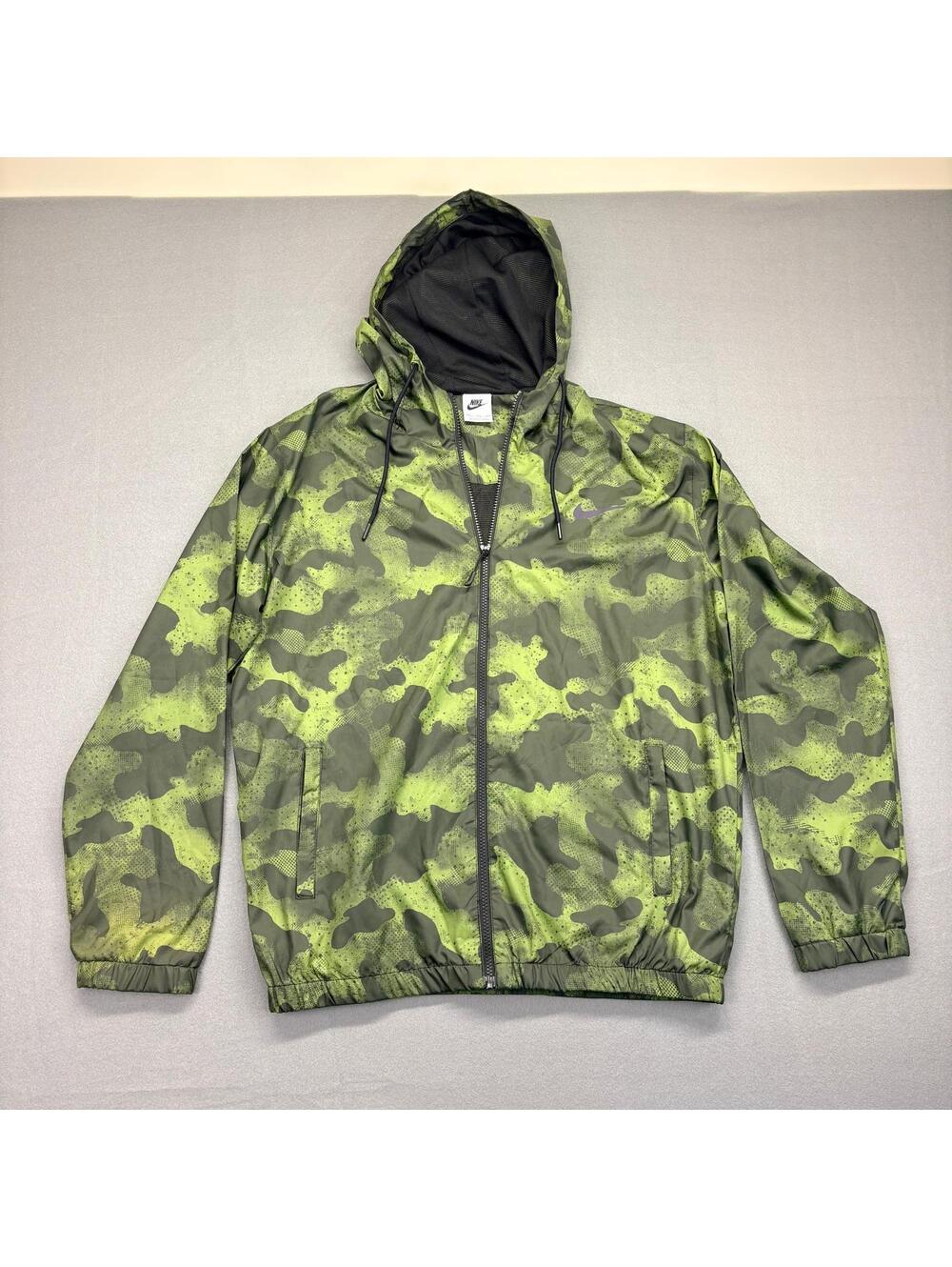 Vintage Nike Camouflage Green Jacket Mens XXL Windbreaker Hooded Training